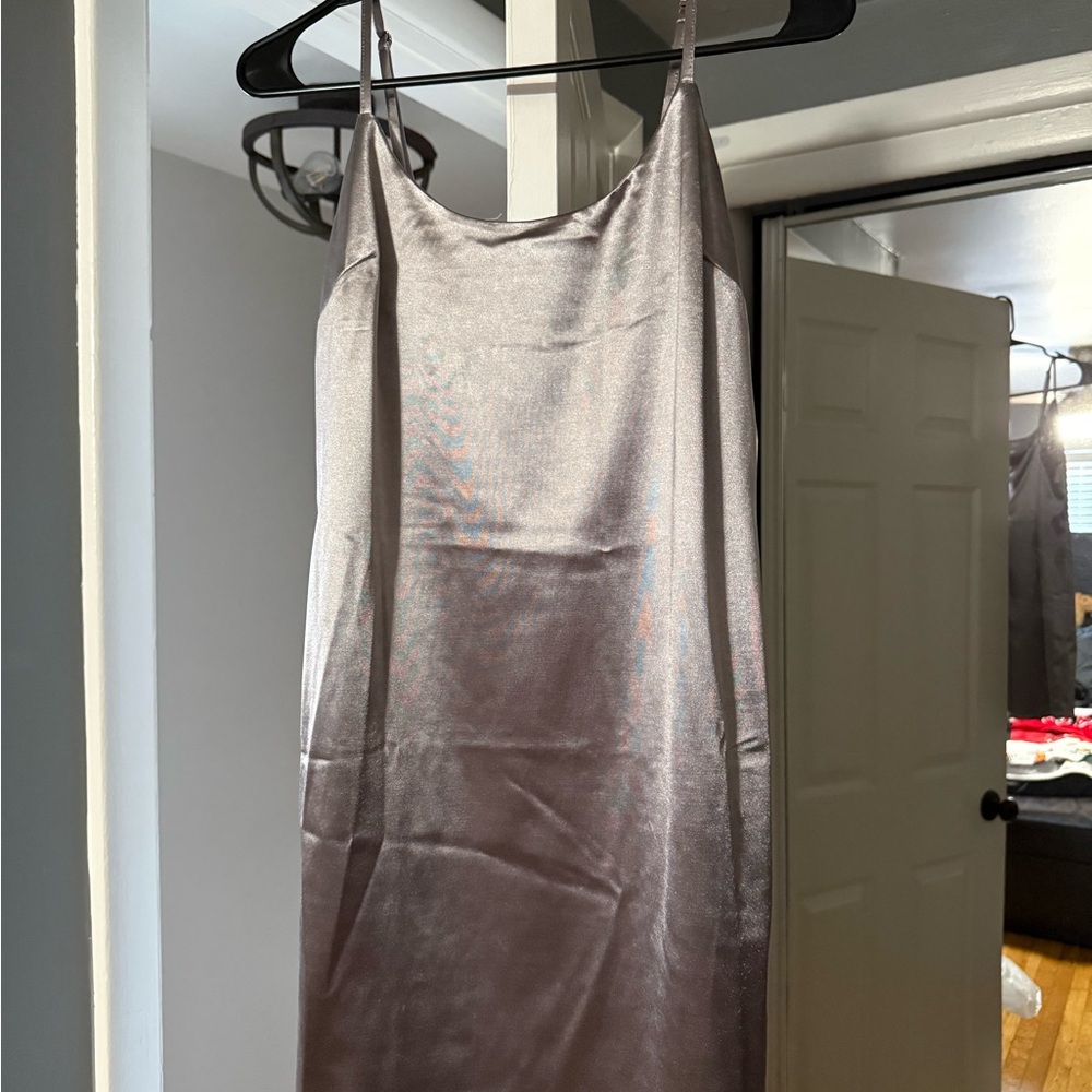 Forever 21 Shimmery Silver Satin Slip Dress